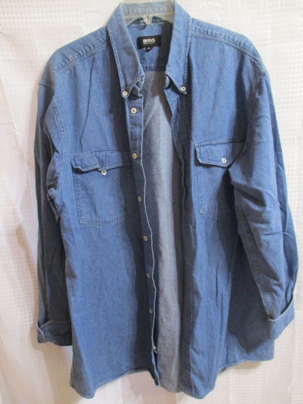 Hugo Boss Boss Long Sleeve Button Up Collared Pocket Lightweight Denim Shirt XL